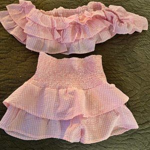 Pink Gingham Two Piece Set